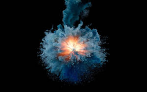 Best Oled Blue Orange Explosion Wallpaper