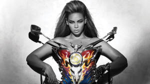 Beyonce In Punk Motorcycle Outfit Wallpaper