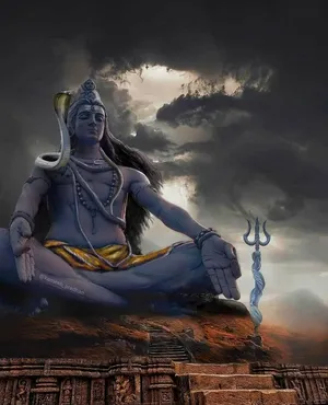Bholenath 3d Statue On Mountain Wallpaper