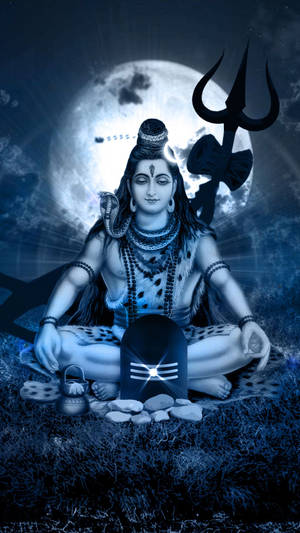 Bholenath Hd Shiva Lotus Pose Full Moon Wallpaper