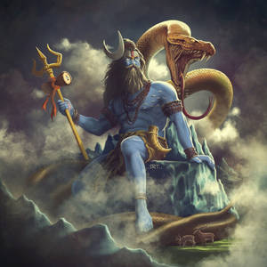 Bholenath Hd Shiva With Golden Snake Wallpaper