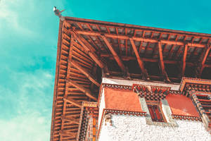 Bhutan Temple Wooden Beam Wallpaper