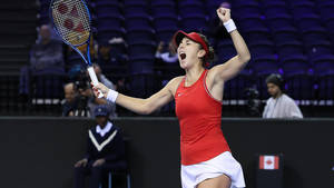 Bianca Andreescu Cheering Triumphantly Wallpaper