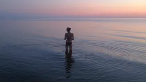 Bikini Girl Standing At Beach Wallpaper