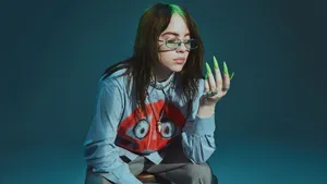 Billie Eilish 4k Green Nails Wallpaper