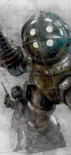 Bioshock Phone Sketchy Robot Art Wallpaper