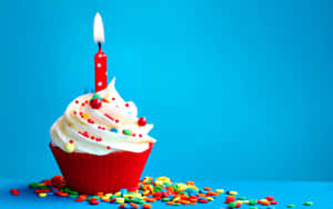 Birthday Cupcakewith Candle Wallpaper