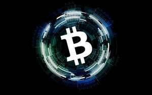 Bitcoin In Futuristic Frame Crypto Background Wallpaper