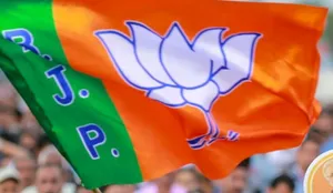 Bjp Flag Waving Up High Wallpaper