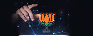 Bjp Kamala Flower With Interconnected Digital Dots Wallpaper