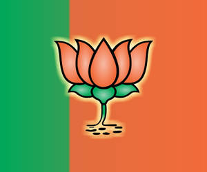 Bjp Logo Of Green And Orange Backdrop Wallpaper