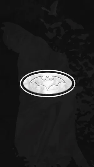 Black 4k Gotham Backdrop With White Batman Logo Wallpaper