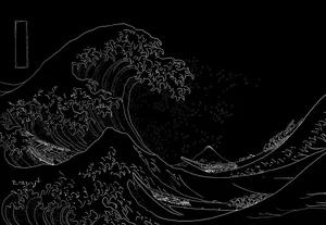 Black Aesthetic Japanese Waves Wallpaper