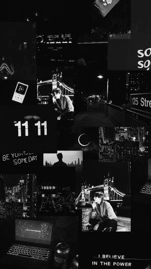 Black Aesthetic Phone Bts V Collage Wallpaper