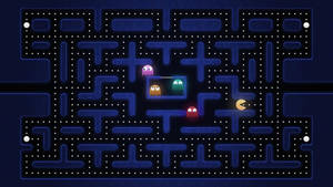 Black And Blue Pac Man Game Interface Wallpaper