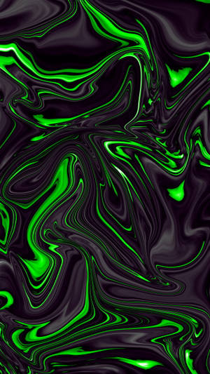 Black And Green Abstract Liquid Wallpaper