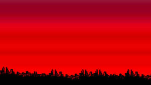 Black And Red City Silhouette On Red Sky Wallpaper