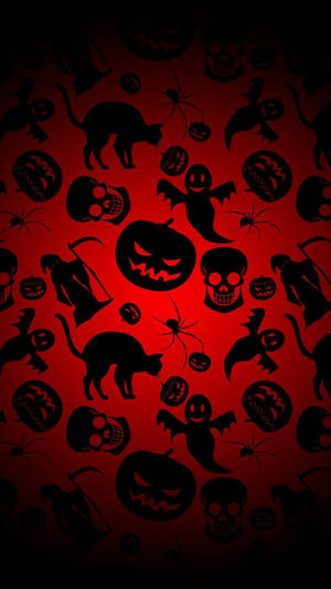 Black And Red Halloween Icons Wallpaper
