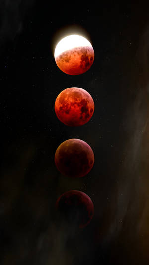 Black And Red Lunar Eclipse Phases Wallpaper