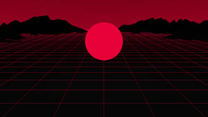 Black And Red Sun On Abstract Mountains Wallpaper
