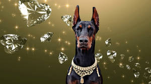 Black And Tan Doberman Pinscher With Diamonds Wallpaper