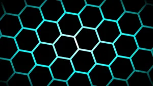 Black And Teal Hexagon Wallpaper