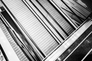 Black And White Aesthetic Grid Escalators Wallpaper