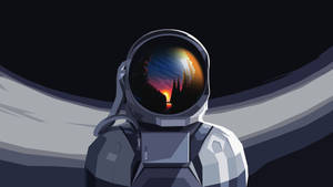 Black And White Astronaut Cartoon Art Wallpaper