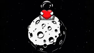 Black And White Astronaut Landscape Moon Love Wallpaper