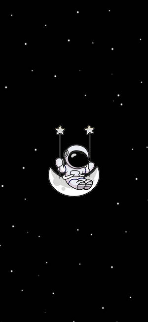 Black And White Astronaut Moon Swing Wallpaper