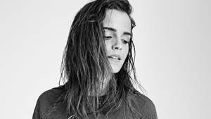 Black And White Emma Watson Portrait Wallpaper