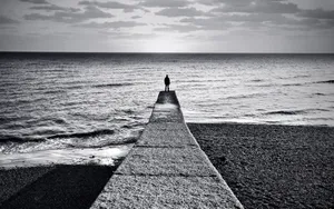 Black And White Feeling Alone Wallpaper