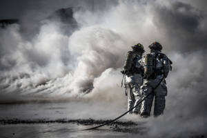 Black And White Firefighters Wallpaper