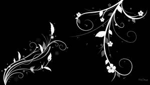 Black And White Flower And Leaves Wallpaper