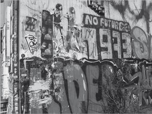 Black And White Graffiti Wall With Tags Wallpaper