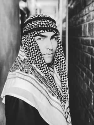 Black And White Handsome Arab Man Wallpaper