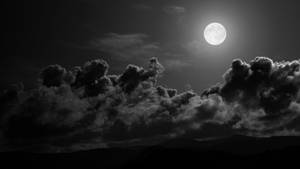 Black And White Hd Moon And Clouds Wallpaper