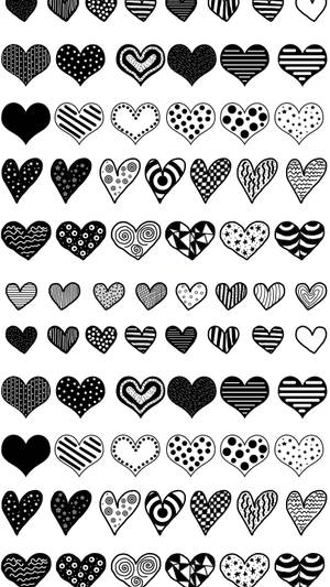 Black And White Heart Variations Wallpaper