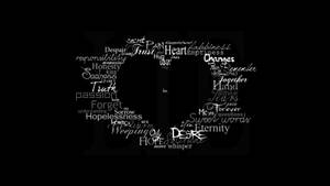 Black And White Heart Words Wallpaper