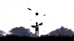 Black And White Hinata Looking Up Haikyuu Aesthetic Wallpaper