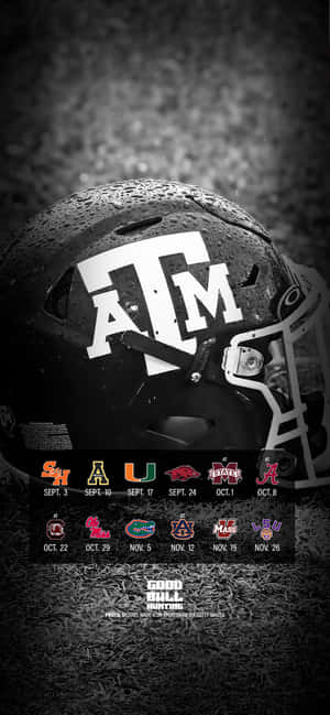 Black And White Image Of Texas Am Football Helmet Wallpaper