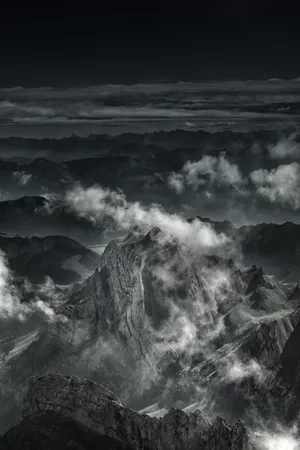 Black And White Mountain Range Wallpaper