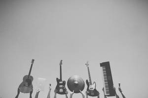Black And White Music Guitars Wallpaper