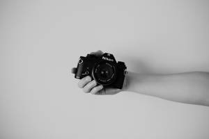 Black And White Nikon Camera Photography Wallpaper
