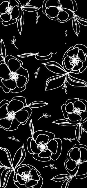 Black And White Sketch Line Flower Iphone Wallpaper