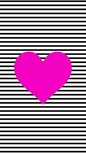 Black And White Stripe Pink Heart Wallpaper