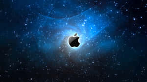 Black Apple Logo In Blue Space Wallpaper