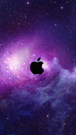 Black Apple Logo On Space Iphone Wallpaper