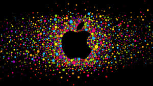 Black Apple Logo With Colorful Circles Wallpaper