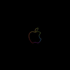 Black Apple Logo With Vibrant Outline Wallpaper